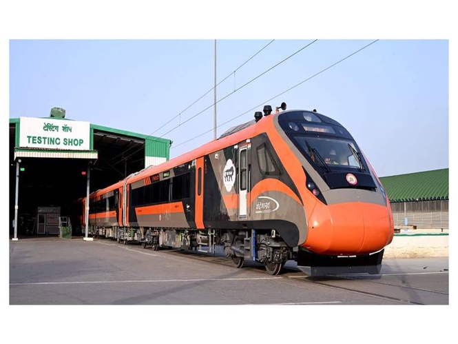 Image from: MCF rolls out its first Vande Bharat trainset, dispatched for testing and field trials