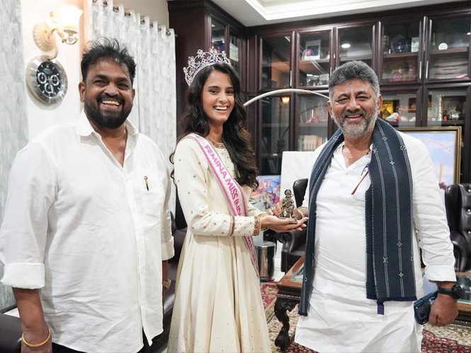 Image from: 'Bring even more glory to state, country': Karnataka Dy CM Shivakumar meets Femina Miss India winner Sadhvi Sail, wishes luck for Miss World 2027