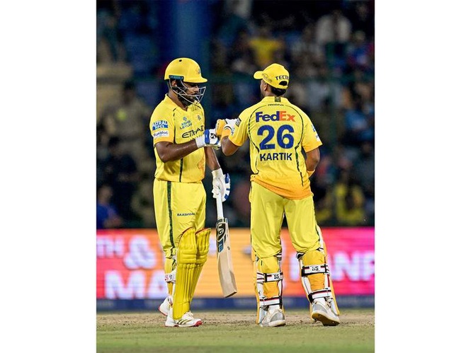 Image from: IPL 2026: Clinical CSK keep playoff hopes alive with 8-wicket win over DC; Samson, Akeal, Kartik shine
