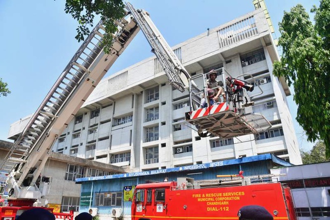 Image from: Fire safety mock drill conducted at GMSH-16 during Fire Safety Week