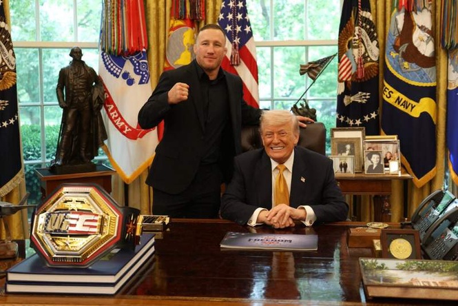 Image from: Ilia Topuria reacts as Donald Trump creates awkward UFC crossover with Justin Gaethje