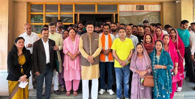Image from: Two BJP-supported candidates file papers for Zila Parishad elections in Dharamsala
