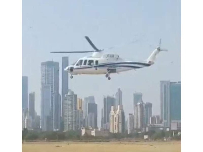 Image from: Eknath Shinde's helicopter returns mid-air due to bad weather conditions, lands safely at Juhu helipad