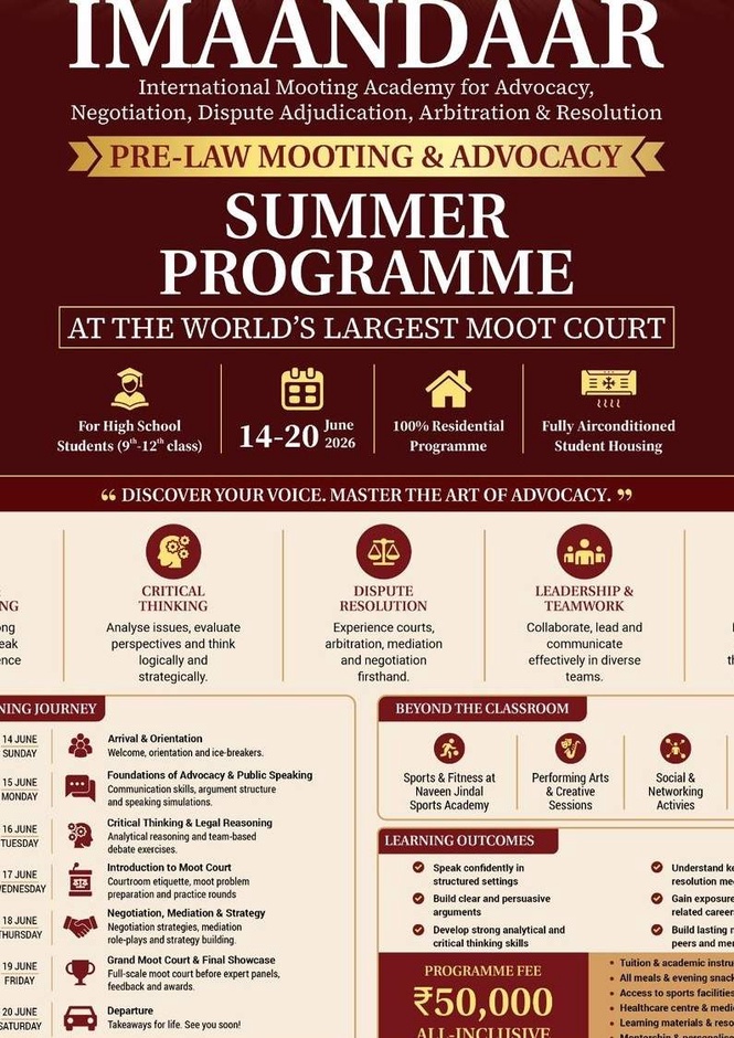 Image from: Jindal Global Law School Launches India’s First Pre-Law Summer Programme in Mooting & Advocacy for High School Students