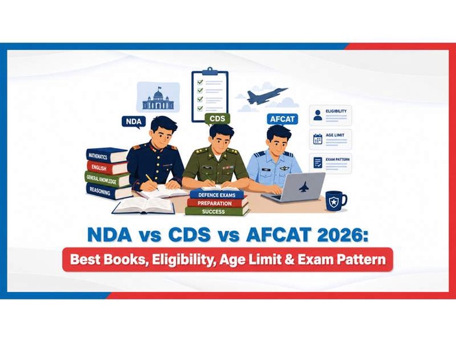 Image from: NDA vs CDS vs AFCAT 2026: Best Books, Eligibility, Age Limit & Exam Pattern