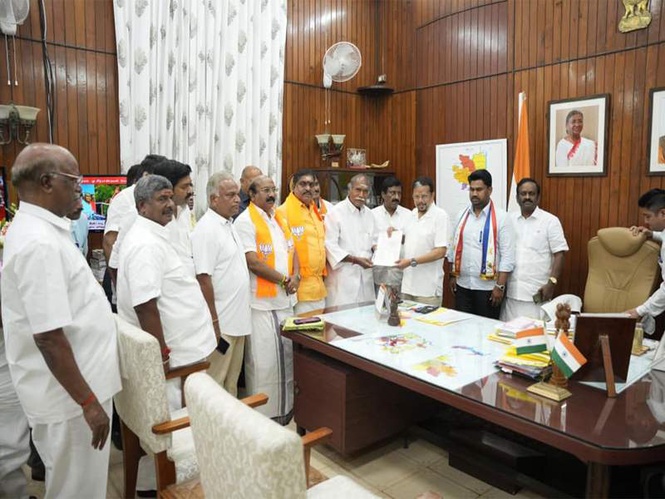 Image from: Rangasamy meets LG, stakes claim to form government in Puducherry