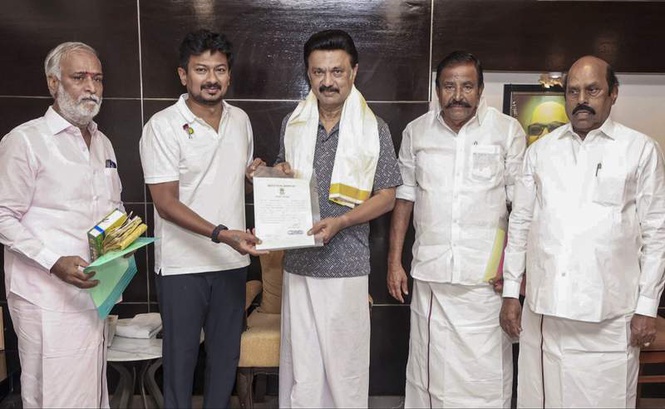 Image from: Tamil Nadu CM Vijay calls on DMK prez Stalin