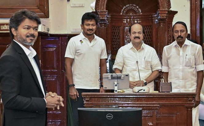 Image from: TVK legislator Prabhakar unanimously elected as Tamil Nadu Assembly Speaker