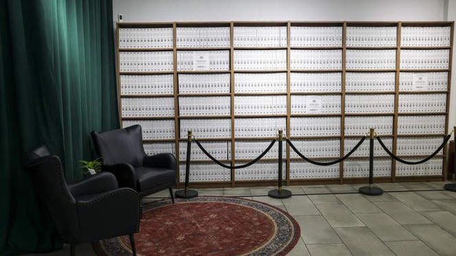 Image from: Trump and Epstein ‘Reading Room’ exhibit in NY offers files on sex offender