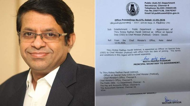 Image from: Astrologer Radhan Pandit Vettrivel appointed OSD to Tamil Nadu CM Vijay