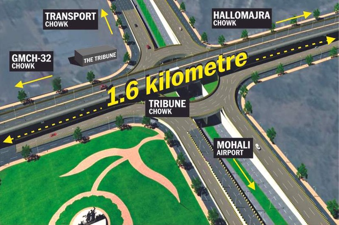 Image from: Day before high court hearing, Chandigarh awards Tribune flyover work