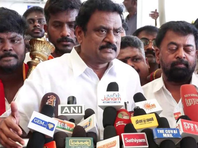 Image from: TVK's N M Sukumar welcomed by cadres at Coimbatore airport; says "will focus on development of Sulur constituency"