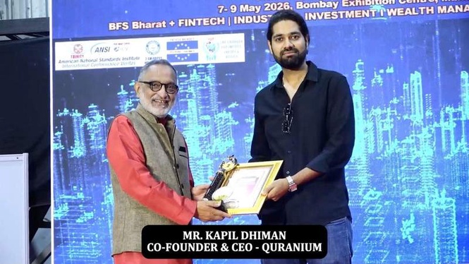 Image from: Kapil Dhiman, Co-Founder & CEO of Quranium, Conferred the Rashtra Seva Award 2026
