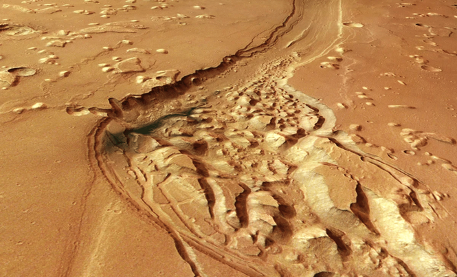 Image from: Mars Express Captures Strange Dark Remains of a 3.5-Billion-Year-Old Waterway on The Red Planet