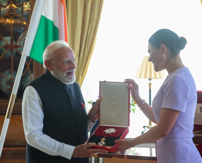 Image from: PM Modi receives Sweden’s prestigious award Royal Order of Polar Star