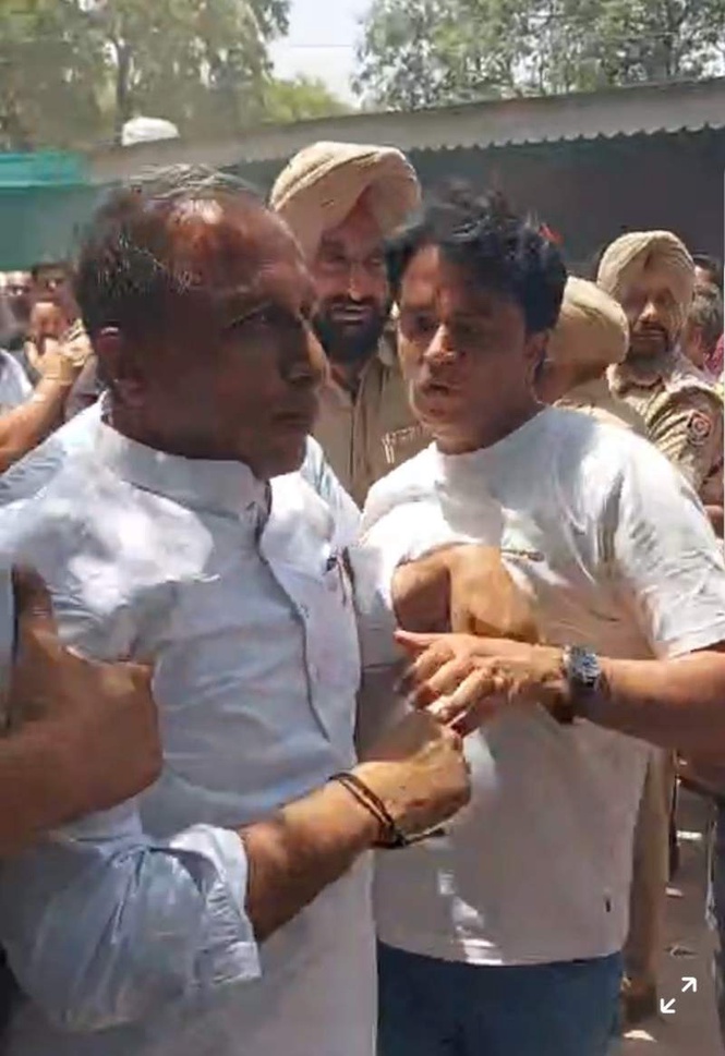Image from: AAP MLA Vijay Singla escorted out as tensions flare over Independent candidate’s nomination at Mansa SDM office
