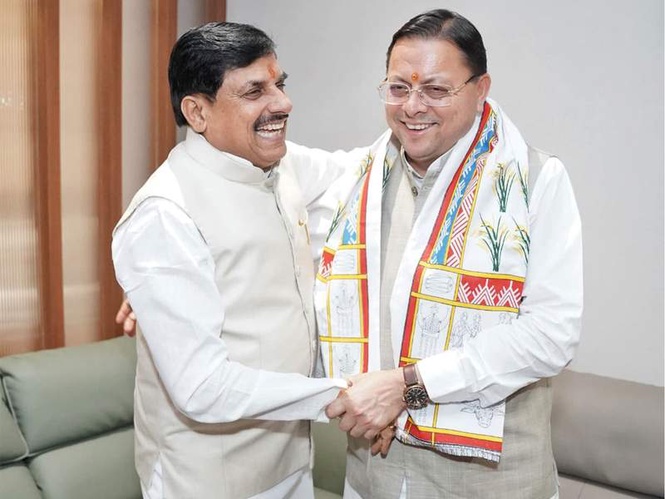 Image from: Uttarakhand CM Dhami meets MP CM Mohan Yadav in Jagdalpur to discuss various contemporary issues of mutual interest