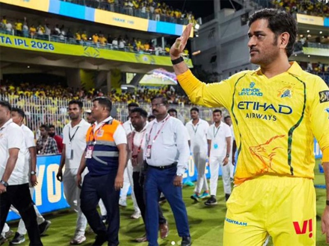 Image from: IPL 2026: MS Dhoni's appearance at Chepauk leaves CSK fans emotional during final home game