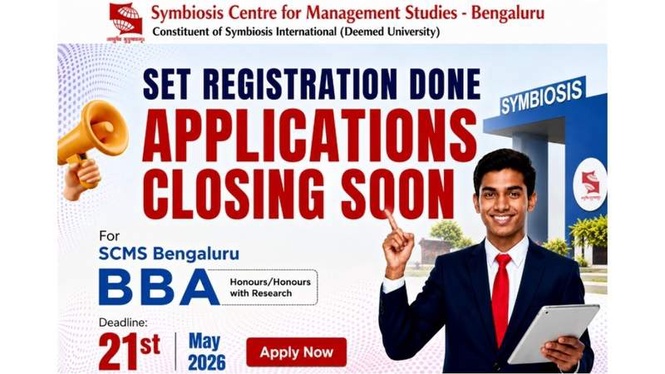 Image from: SCMS Bengaluru BBA Admissions 2026: SET Registration Closed on April 15; SCMS Bengaluru BBA Application Deadline May 21, 2026