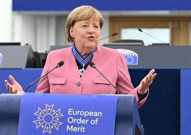 Image from: Merkel, Zelensky among first recipients of European Order of Merit