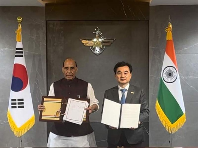 Image from: India-South Korea seal strategic defence MoU on cybersecurity, information sharing, during Rajnath Singh's Seoul visit
