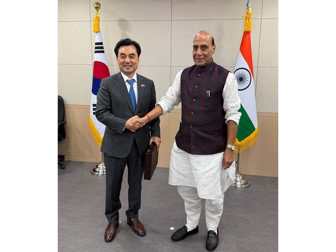 Image from: Confident our relations are fully poised to reach new heights: Rajnath Singh on India-South Korea defence ties