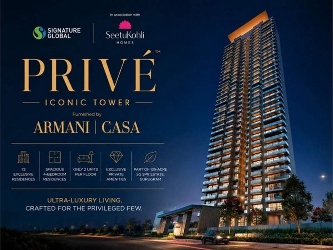 Image from: Signature Global launches ‘Prive Iconic Tower’ furnished by Armani Casa at SPR, Gurugram; eyes Rs 580 crore revenue