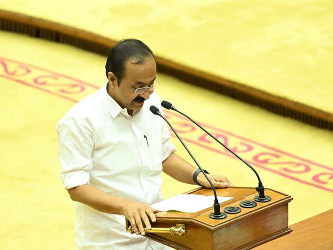 Image from: Amid row over using caste surname, Satheesan takes MLA oath using 'Damodara Menon' again