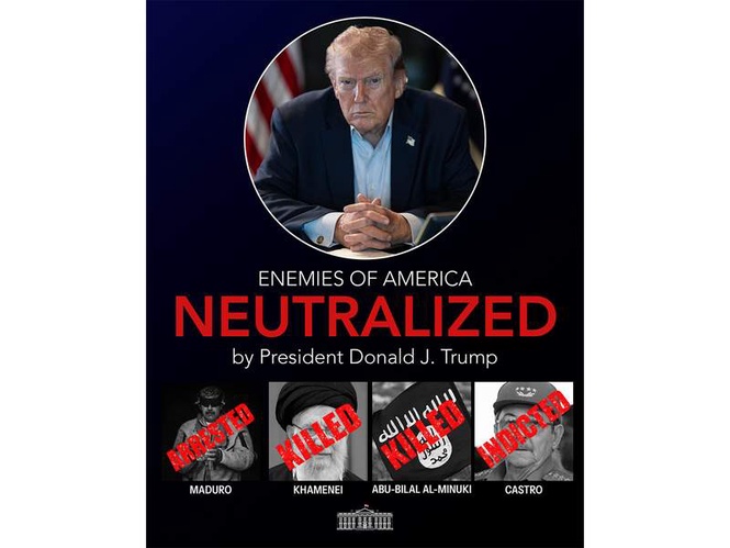 Image from: “Justice will be served”: White House declares America’s “enemies neutralised” as Trump targets Maduro, Castro, Khamenei