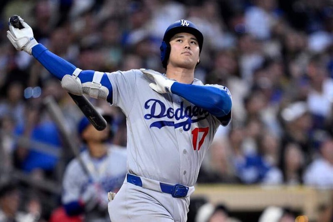 Image from: Shohei Ohtani repeats his MLB record after hitting a leadoff homer vs. San Diego Padres