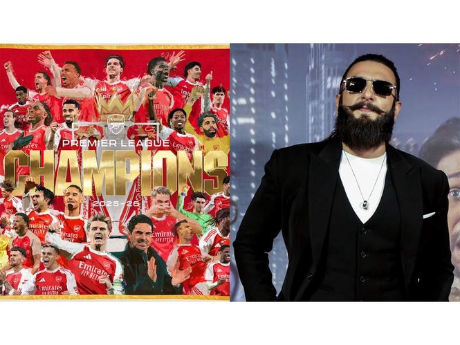 Image from: 'Became a lifelong Arsenal fan in 2001': Ranveer gets nostalgic, slips into fanboy mode after club's historic win
