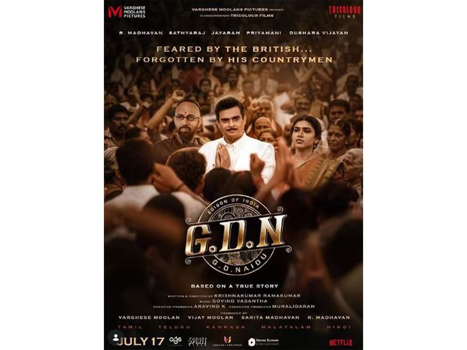 Image from: New poster of R Madhavan as G D Naidu unveiled, film to be out on July 17