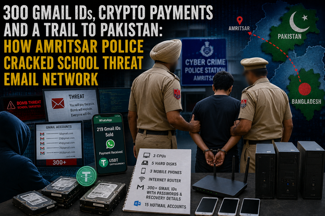 Image from: 300 gmail IDs, crypto payments and a trail to Pakistan: How Amritsar police cracked school threat email network