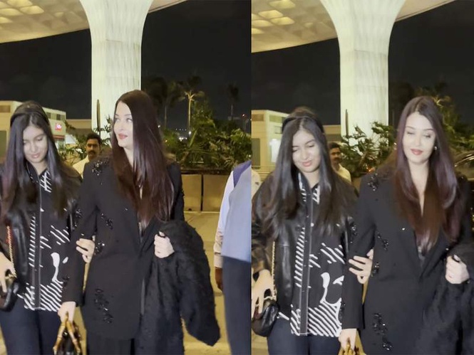 Image from: Aishwarya Rai Bachchan spotted at Mumbai airport with Aaradhya, likely heads to Cannes 2026