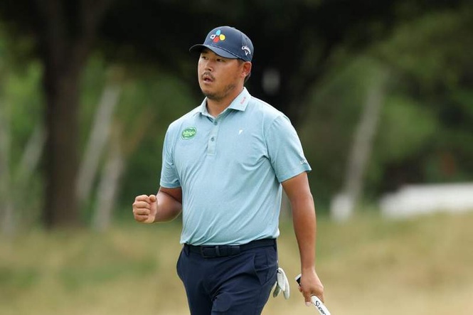 Image from: ‘Frustrated’ Si Woo Kim reacts after losing out to Wyndham Clark at the CJ CUP