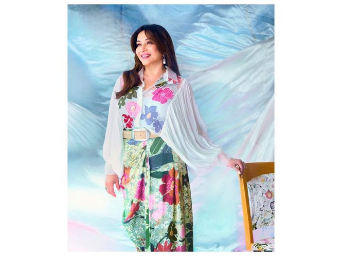 Image from: Madhuri Dixit radiates grace in contemporary floral ensemble