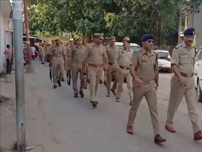 Image from: Eid al-Adha: Sambhal Police tighten security, hold flag march, ban open sacrifices