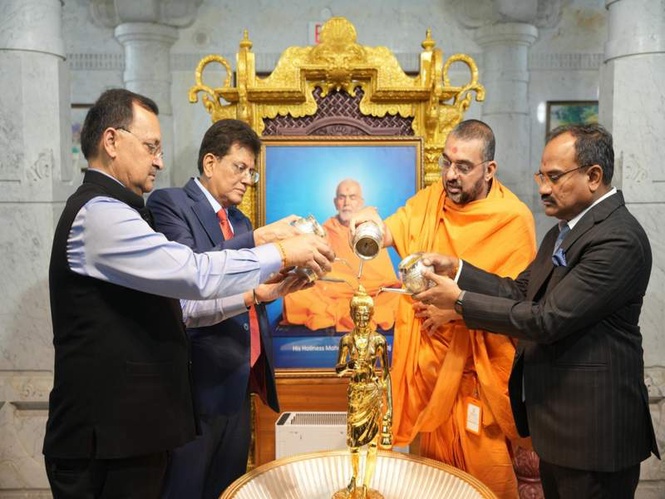 Image from: Canada: Piyush Goyal offers prayers at BAPS Swaminarayan Temple in Toronto