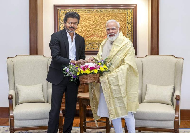 Image from: Tamil Nadu CM Vijay meets PM Modi; seeks action on Mekedatu project, fishermen arrests