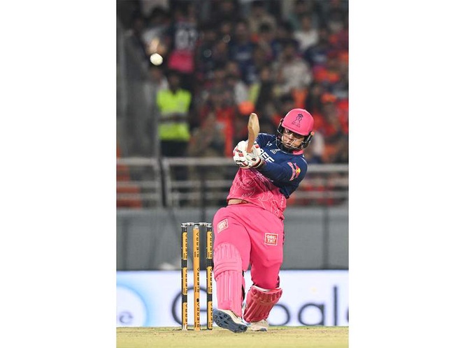 Image from: Sooryavanshi’s explosive 97 powers Rajasthan Royals to 243/8 against Sunrisers Hyderabad in IPL Eliminator