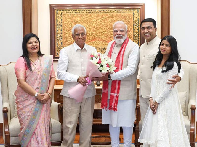 Image from: Goa CM Sawant calls on PM Modi at Seva Teertha, highlights family's Jan Sangh legacy