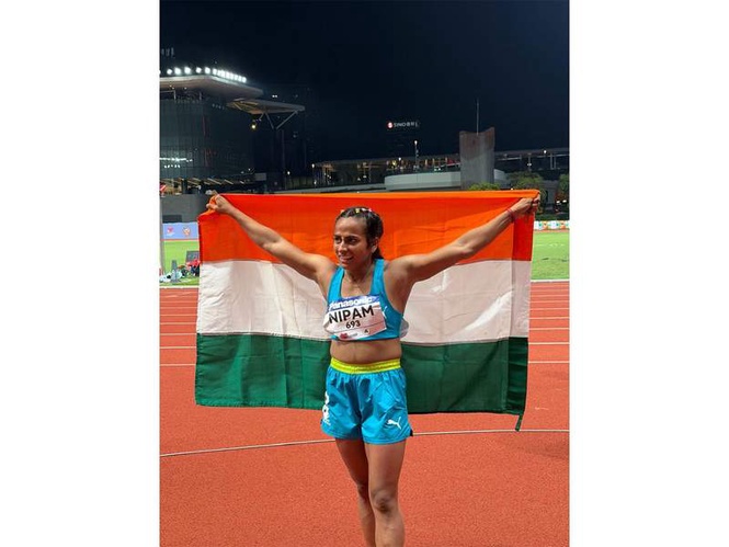 Image from: A memorable debut for sprinter Nipam, wins 100m bronze in Hong Kong