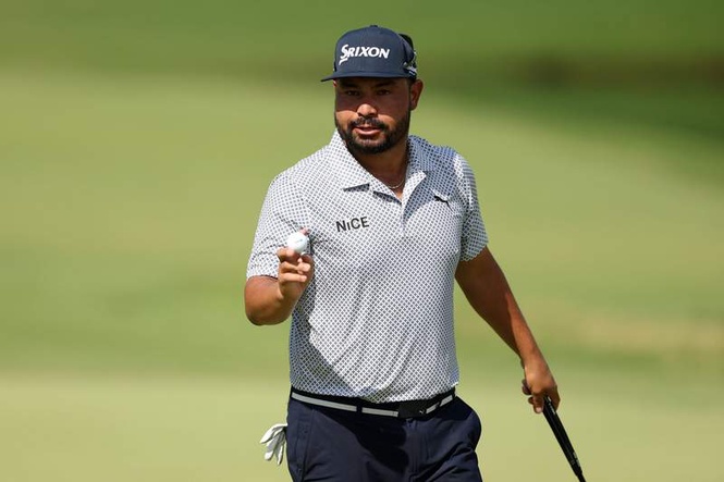 Image from: J.J. Spaun reacts after receiving warning for slow play at the Charles Schwab Challenge