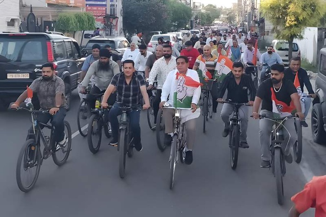 Image from: Congress holds bicycle rally against fuel price hike, inflation