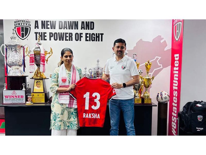 Image from: Union MoS Raksha Khadse visits NorthEast United FC, commends club’s grassroots talent development model