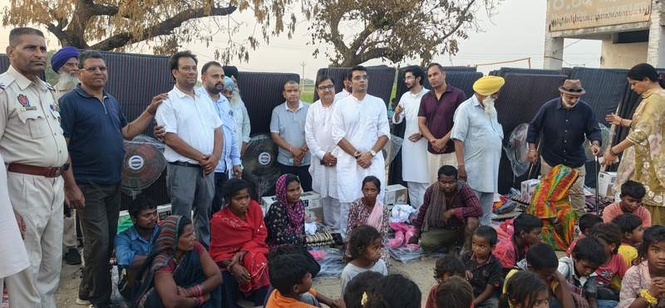 Image from: BJP leader provides relief to fire-hit Jamsher village