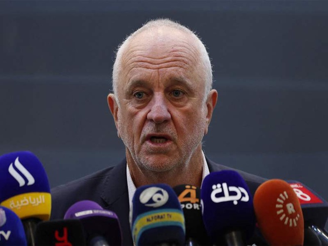 Image from: "Group of excitement": Head Coach Graham Arnold reacts to Iraq's FIFA World Cup group