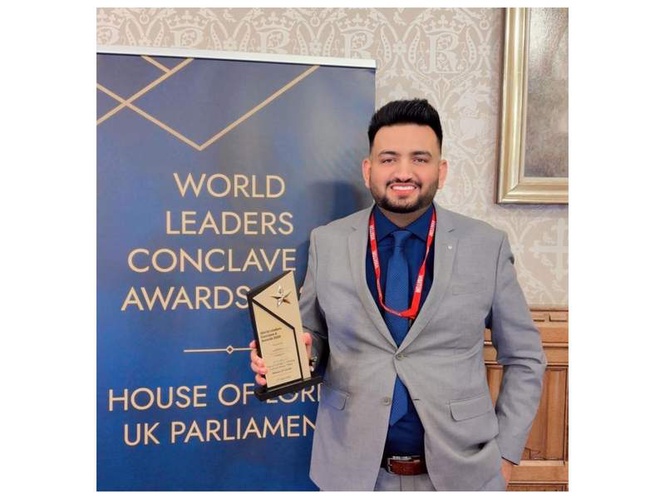 Image from: Punjab Youth Leader Vishal Sharma Honoured in London at World Leaders Conclave & Awards 2026