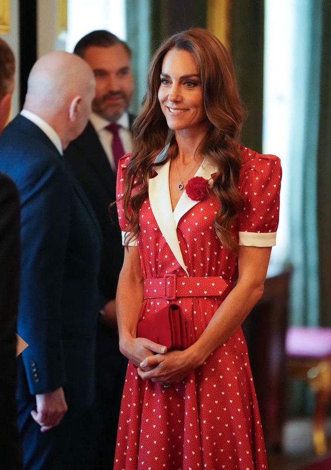 Image from: Princess of Wales looks radiant in red as she joins King and Queen for Cancer Research UK reception