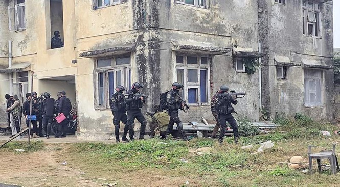 Image from: Anti-terror mock drill held at Central University in Samba